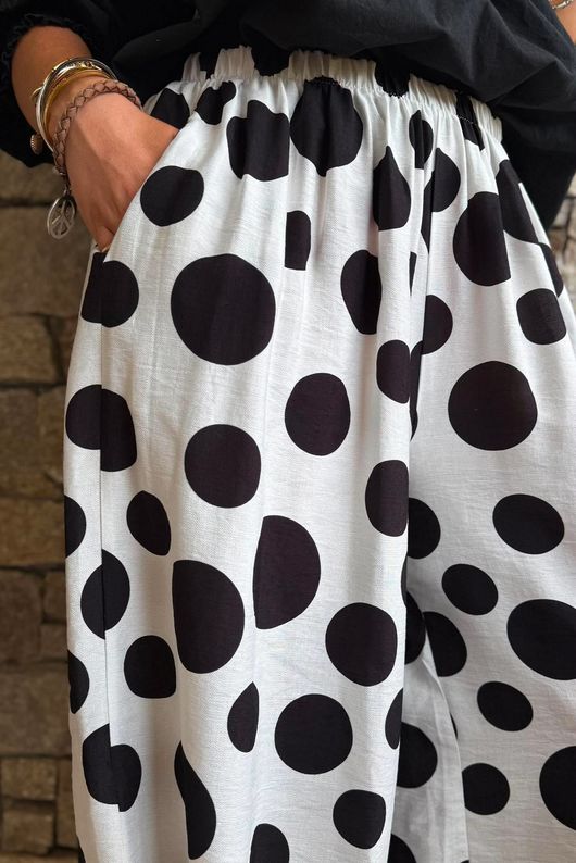 Basso Big Dot Balloon Cuff Pant White & Black